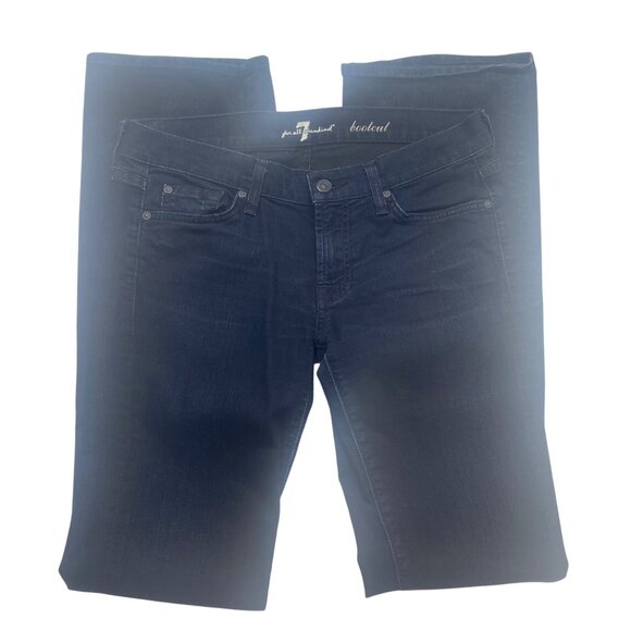 7 For All Mankind Bootcut Jeans Womens Size 29 Dark Wash Embroidered Leopard Pri - Picture 4 of 13